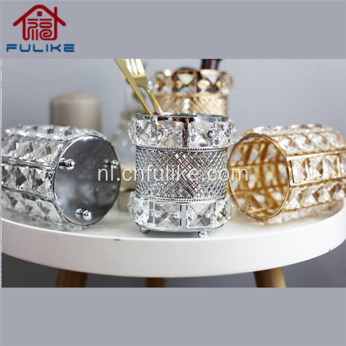 Crystal Makeup Brush Organizer Goud Zilver Container